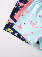 3pcs Little Girls' Cartoon Print Safety Set Pink Navy Set