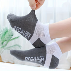 5 Pairs Boys Mesh Breathable Ankle Socks for Spring Summer