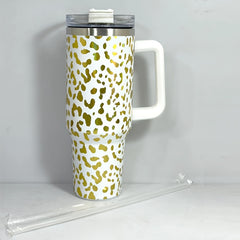 40oz Leopard Pattern Insulated Cup Stainless Steel Water Bottle