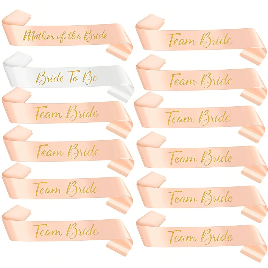 15pcs Bachelorette Party Sash Set Rose Golden - Bride Bridesmaids