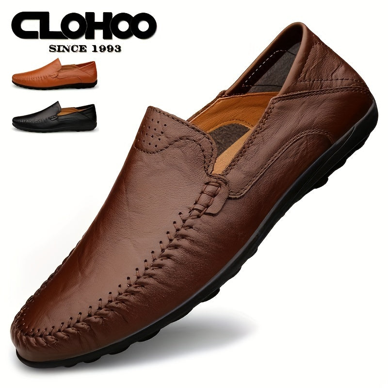 CLOHOO Men's Stitched Loafer Shoes Slip On Casual Shoes
