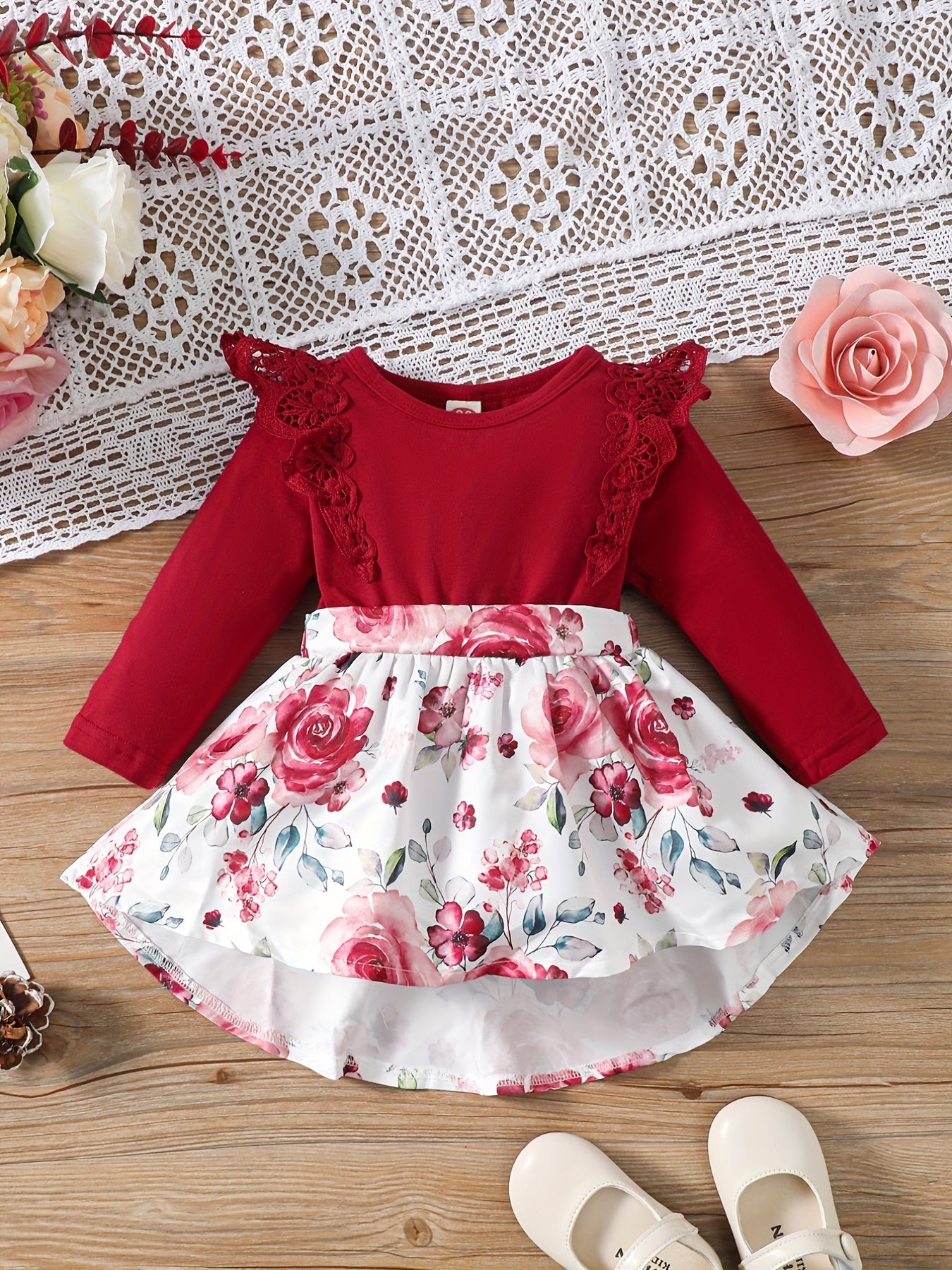 Infant Baby Girls Floral Print Dress Romper