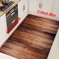 Wood Grain Print Rug Plank Striped Pattern Machine Washable Carpet