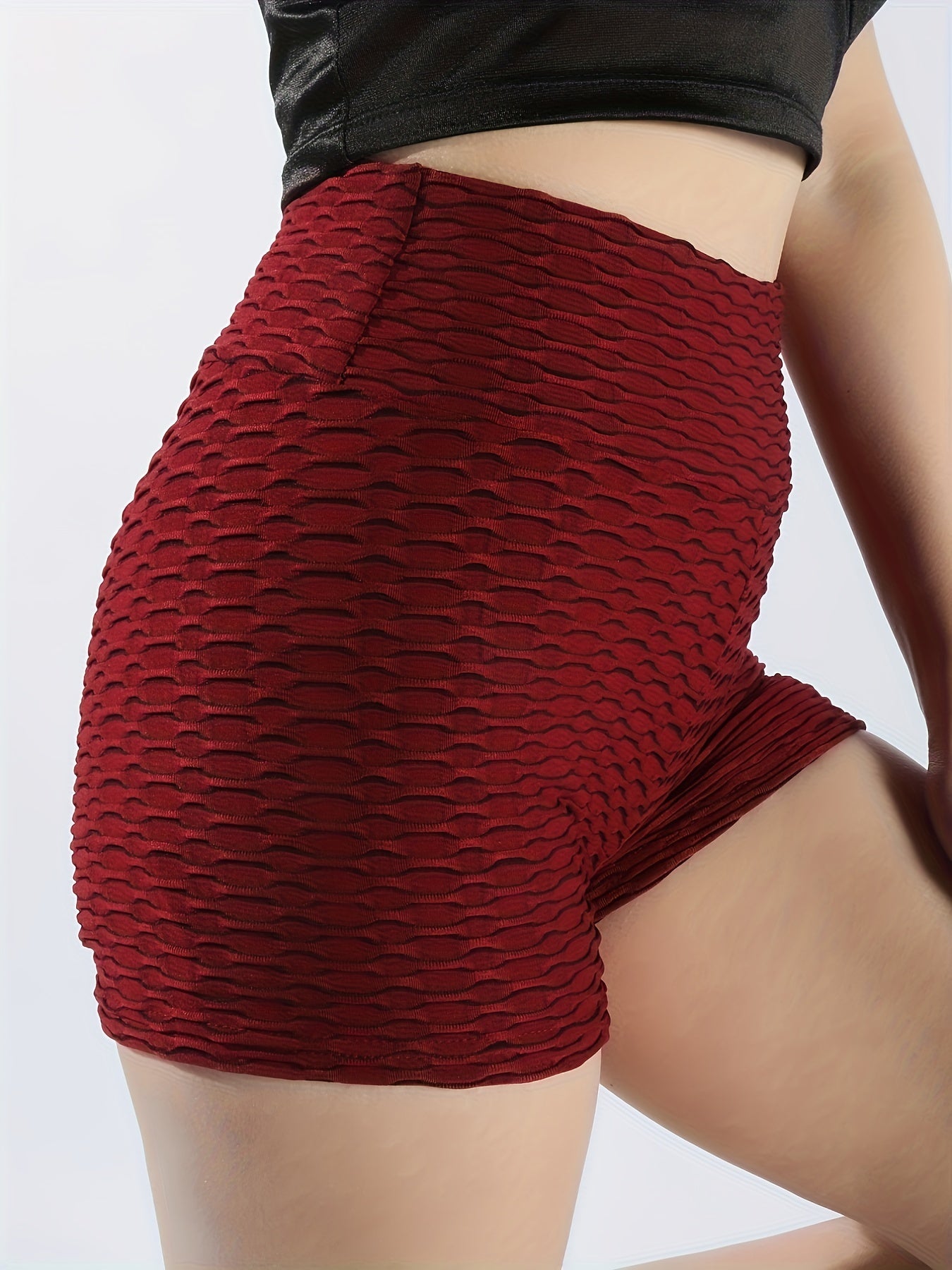 Honeycomb Hip Lifting Yoga Shorts High Waist Sports Cycling Biker Shorts