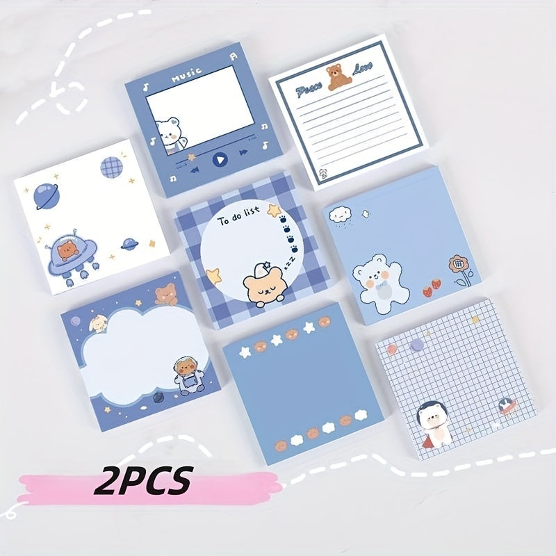Cartoon Bear Sticky Note Student Stationery 2pcs