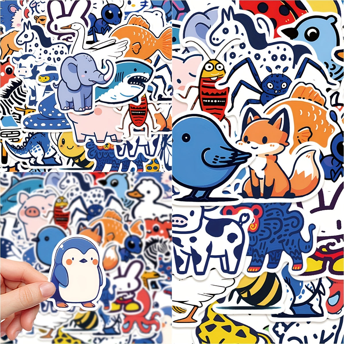 50pcs Cartoon Animal Series Graffiti Stickers Waterproof DIY Decoration