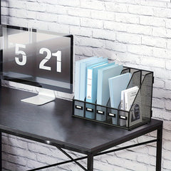 Metal Desk Magazine File Holder 5 Vertical Compartments Rack Organizer