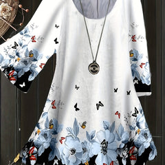 Floral Print Round Neck Blouse