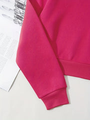 Women's Solid Crew Neck Crop Sweatshirt