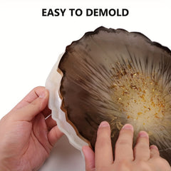 Large Round Resin Tray Mold Irregular Silicone Serving Tray Geode Agate Epoxy