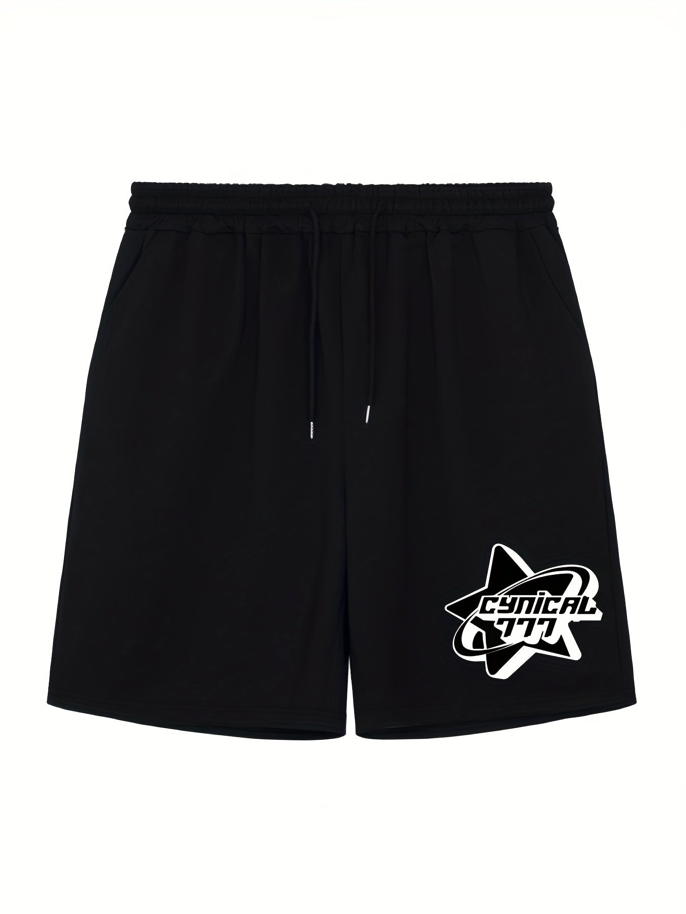 Star Pattern Comfy Shorts Men's Casual Solid Elastic Waist Draw