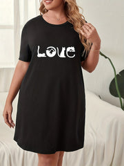 Art Letter Print Casual Loungewear Dress