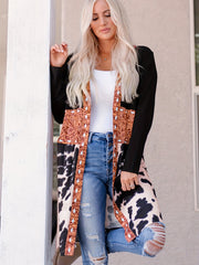Cow Print Patchwork Open Front Jacket