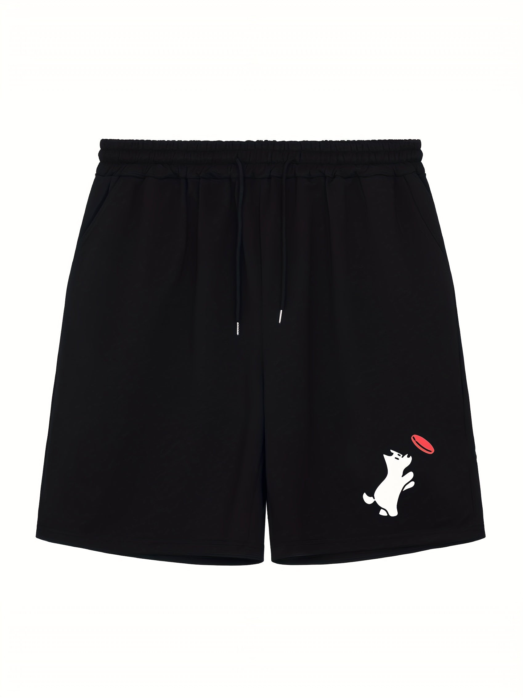 Men's Dog Print Workout Shorts Active Slightly Stretch Breathable Drawstring Spo