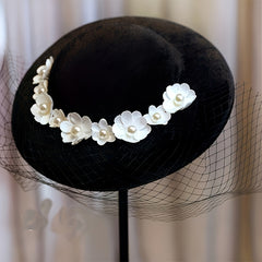 Vintage Fedora Cap French Veil Flower Hat Bridal Headwear
