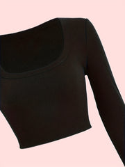 Solid Ribbed Lounge Tops Long Sleeve Crew Neck Top Women's Loungewear