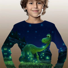 3D Dinosaur Kid's Pullover Long Sleeve Top For Spring Fall Winter