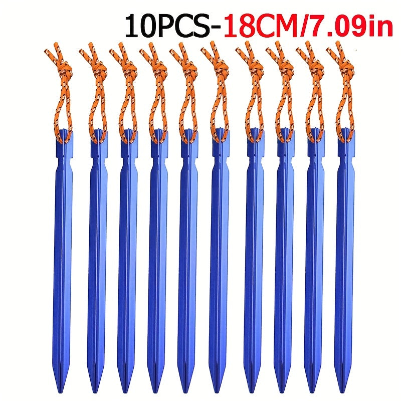 10pcs Tent Pegs Lightweight Aluminium Alloy Garden Stakes Ground Nails