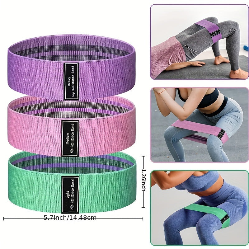 3pcs Resistance Bands Set for Legs and Butt Fabric Exercise Tension Loop Bands