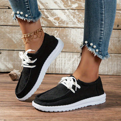 Women's Casual Flat Canvas Lace Up Shoes Lightweight