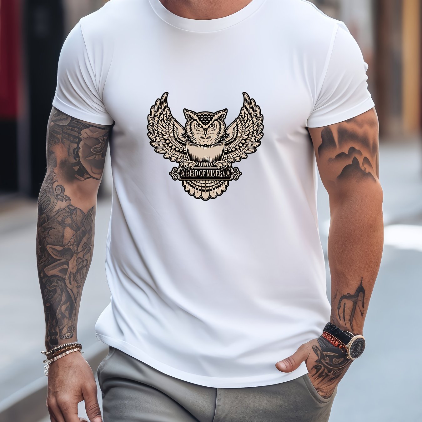 Retro Owl & Mountain Graphic Men's Tee