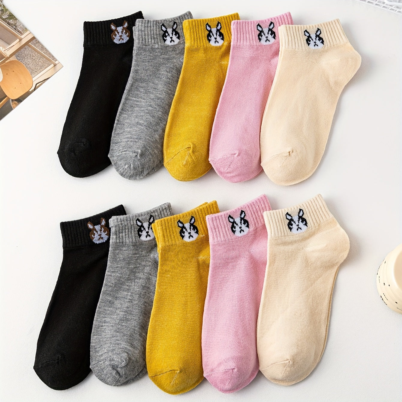 10 Pairs Cartoon Dog Print Socks Women's Stockings