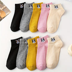 10 Pairs Cartoon Dog Print Socks Women's Stockings