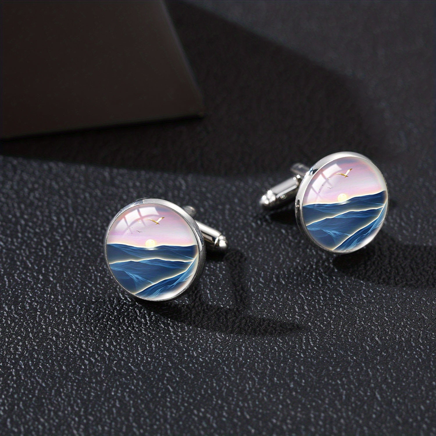Ocean Wave Time Gem French Cufflinks Men's Shirt Cufflinks