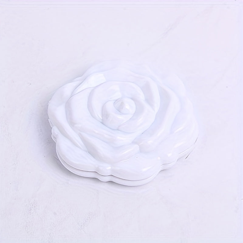 Plastic Rose Makeup Mirror Double Side Folding Compact Mirror