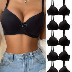 5pcs Comfy Push Up Bra Women's Lingerie