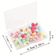30pcs Camellia Shape Push Pins Mixed Colorful Flower Pins for Photo Wall