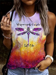Dragonfly Print Sleeveless Tank Top for Summer Women's Clothing