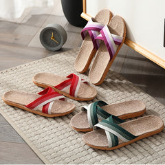 Women's Cross Strap Flat Slippers Lightweight Open Toe Non slip Slides