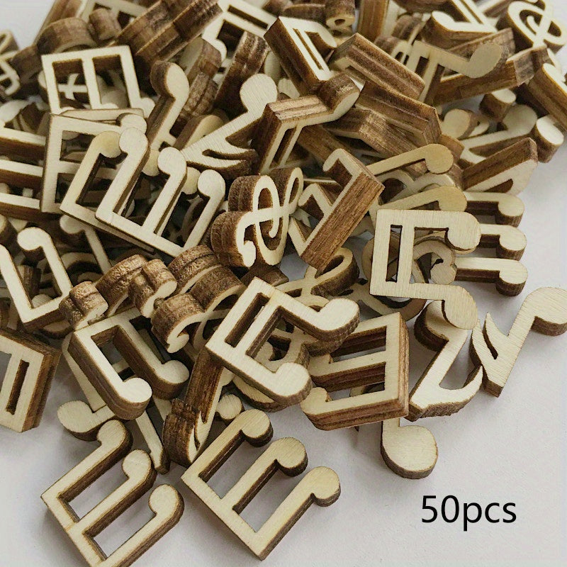 50pcs 15mm Wood Hollow Out Music Crafts Wedding Decoration