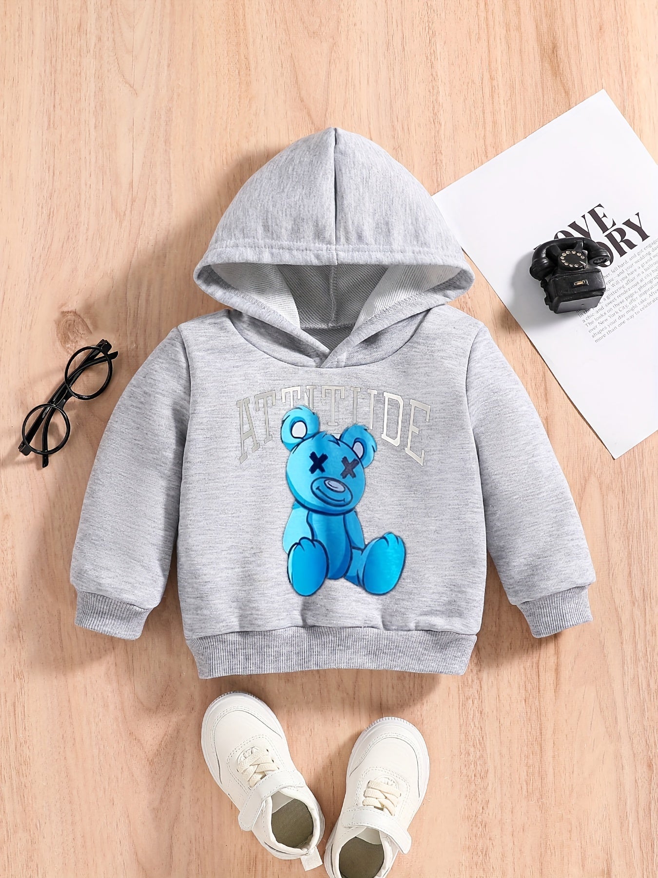Baby Boys Bear Graphic Pullover Hoodie Spring/Autumn Sweatshirt