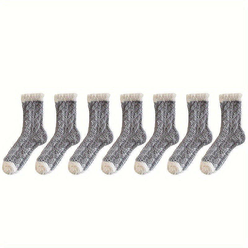 Colorblock Fuzzy Socks Comfy Warm Mid Tube Women's Stockings
