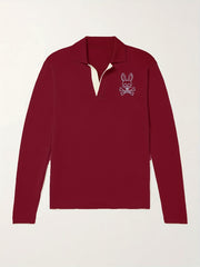 Rabbit Skull Pattern Knit Polo Shirt Men's Casual Lapel Sweater