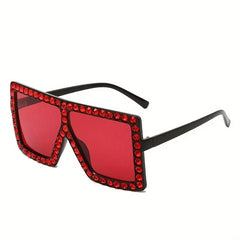 Y2K Rhinestone Oversized Square Sunglasses for Women UV400