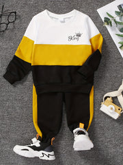 Boys KING Letter Graphic Sweatshirt & Sweatpants Set