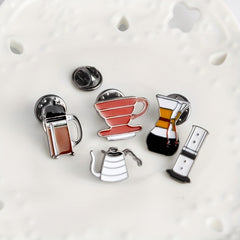Funky Cartoon Tea Cup Coffee Pot Brooch Clothing Pin Buckle Jewelry Accessories
