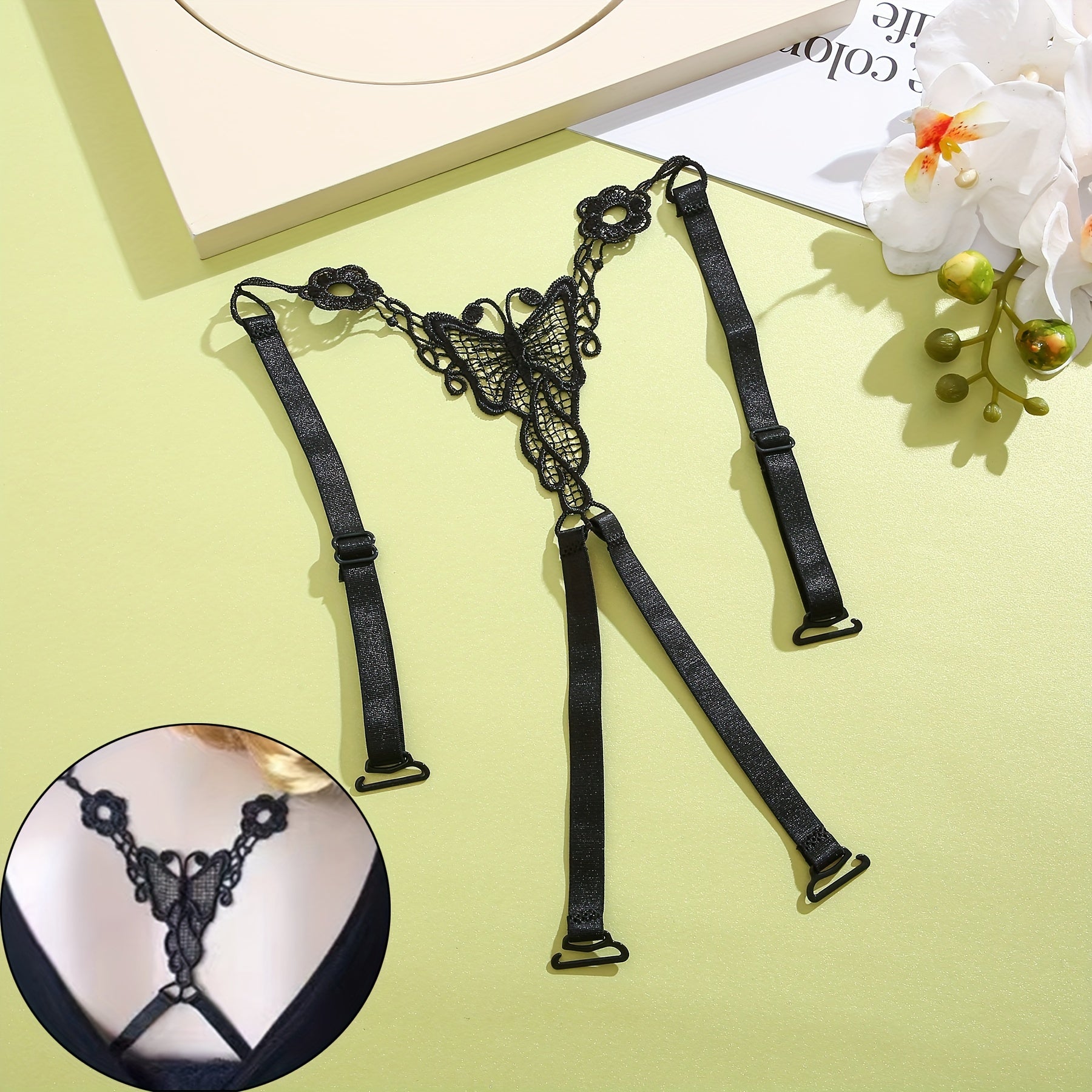 Lace Embroidery Shoulder Straps Criss Cross Back Adjustable Underwear Straps