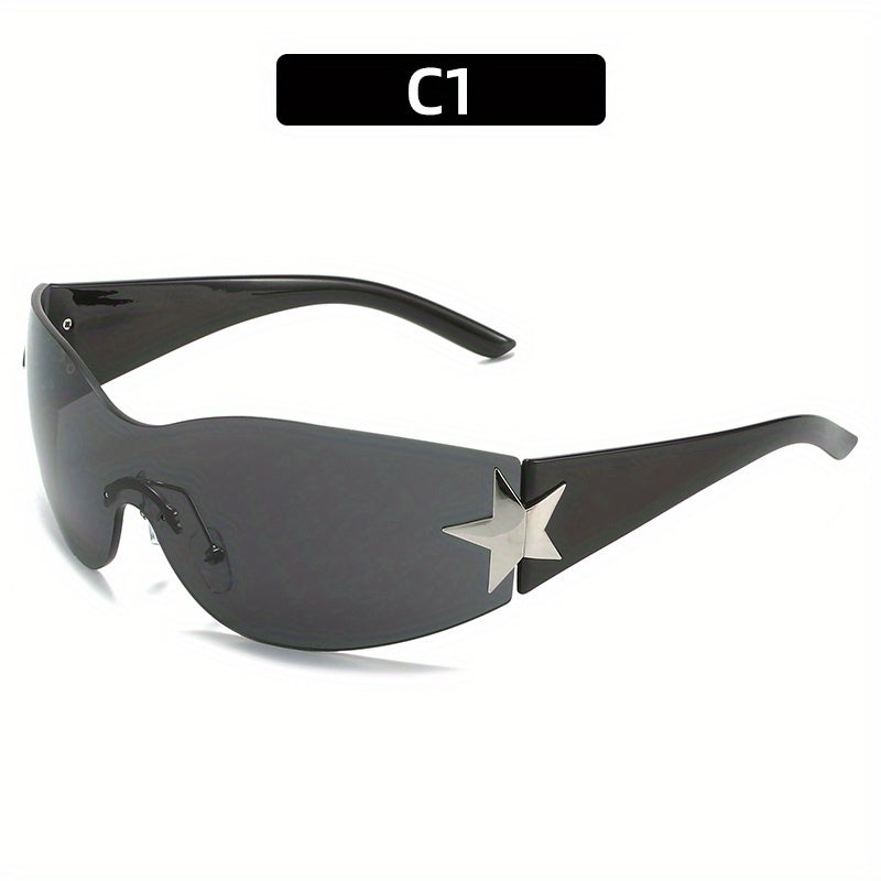 Y2K Wrap Around Sunglasses Gradient Lens One Piece Glasses