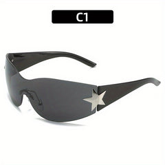 Y2K Wrap Around Sunglasses Gradient Lens One Piece Glasses