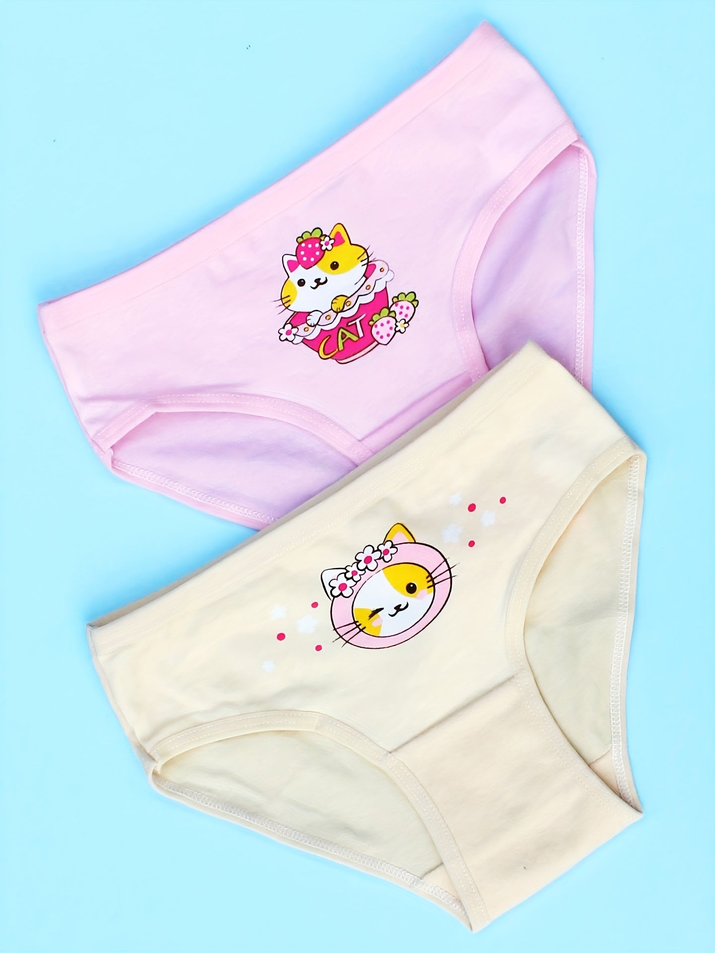 4pcs Cat Print Girls Underwear Comfortable Girls Briefs Triangle Underwear