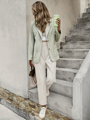 Long Sleeve Lapel Corduroy Blazer Outwear For Office