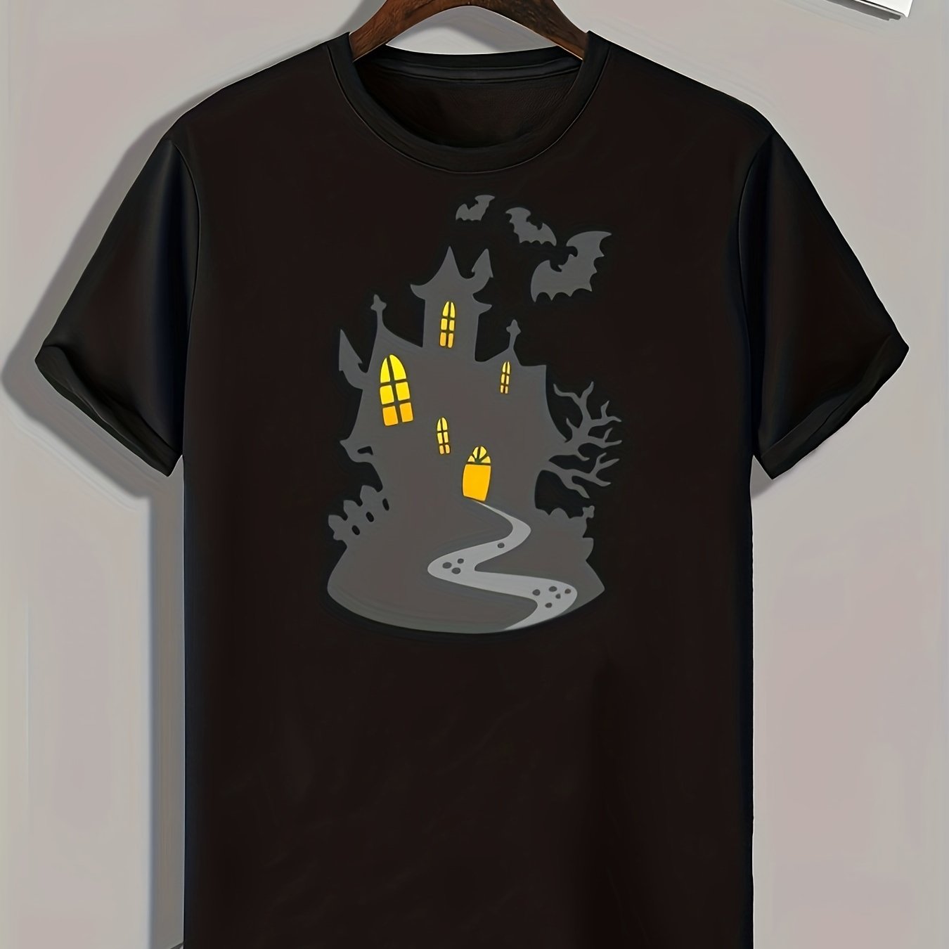 Halloween House Print Men's Tee for Summer