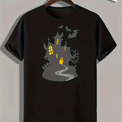 Halloween House Print Men's Tee for Summer