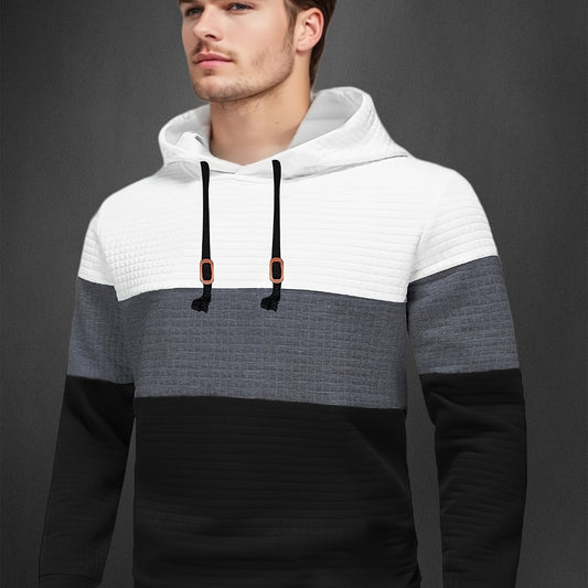 Block Hoodie Men's Casual Pullover Hooded Sweatshirt