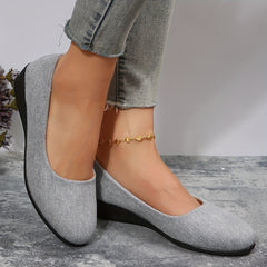 Women's Gray Platform Shoes Casual Slip On Outdoor Shoes Lightweight