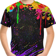 Colorful Paint 3D Print Boy's T Shirt Short Sleeve Breathable